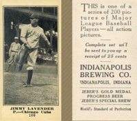 1916 Indianapolis Brewing #100 Jimmy Lavender Baseball Card