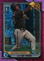 2024 Bowman Chrome Prospects #BCP179 Leo de Vries Fuchsia Shimmer Baseball Card