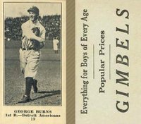 1916 Gimbels #19 George Burns Baseball Card