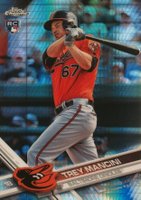 2017 Topps Chrome #47 Trey Mancini Orange Jersey-Prism Refractor Baseball Card