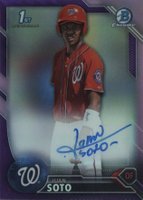 2016 Bowman Chrome Prospects Autographs #JS Juan Soto Purple Refractor Baseball Card