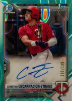2021 Bowman Draft Chrome Draft Pick Autographs #CDACE Christian Encarnacion-Strand Aqua Lava Refractor Baseball Card