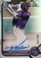 2022 Bowman Chrome Prospect Autographs #CPAYFZ Yanquiel Fernandez Refractor Baseball Card