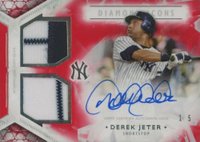 2018 Topps Diamond Icons Single-Player Autograph Dual Relic #DARDJ Derek Jeter Red Baseball Card