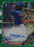 2019 Bowman Prospect Autographs Chrome #RM Ronny Mauricio Green Shimmer Baseball Card