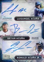2022 Bowman Sterling Triple Refractor Autographs #AAA Bryan Acuna/Luisangel Acuna/Ronald Acuna Jr. Baseball Card