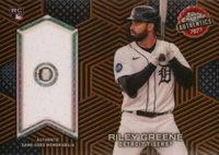 2023 Topps Chrome Topps Chrome Authentics Relic #TCARG Riley Greene Gold Baseball Card