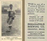 1916 Indianapolis Brewing #64 Chic Gandil Baseball Card
