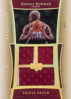 2004 UD Exquisite Collection Triple Patch #E3PRO Dennis Rodman Gold Basketball Card