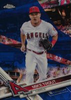 2017 Topps Chrome #200 Mike Trout White Jersey-Blue Wave Refractor Baseball Card
