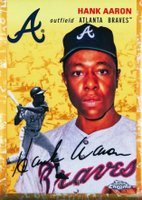 2023 Topps Chrome Platinum Anniversary #432 Hank Aaron Platinum Toile Cream/Gold Refractor Baseball Card