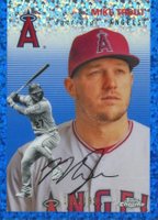 2023 Topps Chrome Platinum Anniversary #150 Mike Trout Blue Mini Diamond Refractor Baseball Card