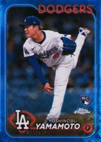 2024 Topps Chrome Logofractor Edition #18 Yoshinobu Yamamoto Blue Refractor Baseball Card