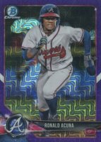2018 Bowman Mega Box Chrome #BCP1 Ronald Acuna Running-Purple Refractor Baseball Card