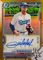2021 Bowman Chrome Prospect Autographs #CPALR Luis Rodriguez Gold Refractor Baseball Card