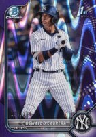 2022 Bowman Chrome Prospects #BCP17 Oswaldo Cabrera Purple Raywave Refractor Baseball Card