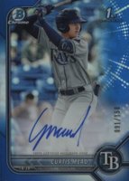 2022 Bowman Chrome Prospect Autographs #CPACM Curtis Mead Blue Refractor Baseball Card