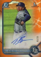 2022 Bowman Chrome Prospect Autographs #CPATB Taj Bradley Orange Refractor Baseball Card