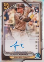 2024 Bowman Chrome Chrome Rookie Autographs #CRAJM Jackson Merrill Refractor Baseball Card