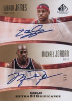 2004 SP Game Used Edition Extra Significance #JJ LeBron James/Michael Jordan Gold Basketball Card