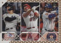 2023 Topps Complete Set #246 Aaron Judge/Mike Trout/Yordan Alvarez Gold Star Baseball Card
