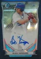 2014 Bowman Chrome Draft Pick Autograph #AV Alex Verdugo Black Refractor Baseball Card