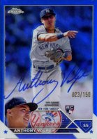 2023 Topps Chrome Rookie Autograph #RAAV Anthony Volpe Blue Baseball Card
