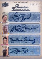 2007 Upper Deck Premier Premier Foursomes Autographs #JEJB Julius Erving/Larry Bird/Magic Johnson/Michael Jordan Basketball Card