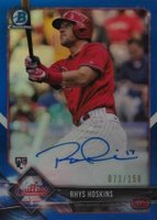 2018 Bowman Rookie Autographs Chrome #RH Rhys Hoskins Blue Refractor Baseball Card