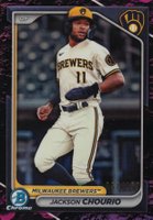 2024 Bowman Chrome Prospects #BCP140 Jackson Chourio Fuchsia Lunar Refractor Baseball Card