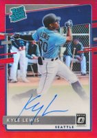 2020 Panini Donruss Optic Rated Rookies Signatures #RRSKL Kyle Lewis Red Baseball Card