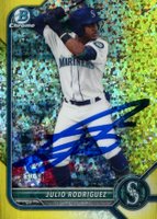 2022 Bowman Chrome Prospects #BCP45 Julio Rodriguez Yellow Mini Diamond Refractor Baseball Card