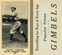 1916 Gimbels #196 Steve Yerkes Baseball Card