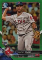 2018 Bowman Chrome #8 Rafael Devers Throwing-Green Refractor Baseball Card