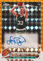 2023 Topps Chrome Topps Chrome Autographs #CGLB Larry Bird Orange Geometric Basketball Card
