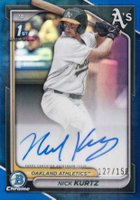 2024 Bowman Draft Chrome Prospect Autographs #CPANK Nick Kurtz Blue Refractor Baseball Card