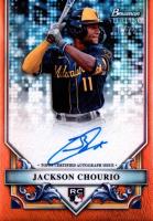 2024 Bowman Sterling Rookies Autographs #RAJCH Jackson Chourio Orange Refractor Baseball Card