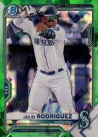 2021 Bowman Chrome Prospects #BCP86 Julio Rodriguez Green Refractor Baseball Card
