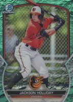 2023 Bowman Chrome Prospects #BCP20 Jackson Holliday Aqua Lunar Crater Refractor Baseball Card