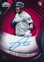 2022 Topps Chrome Black Autographs #JRO Julio Rodriguez Red Refractor Baseball Card
