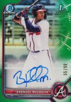 2022 Bowman Chrome Prospect Autographs #CPABMQ Brandol Mezquita Green Refractor Baseball Card