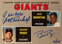 2019 Topps Heritage Real One Dual Autographs #MP Buster Posey/Juan Marichal Baseball Card