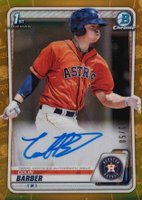 2020 Bowman Chrome Prospect Autographs #CPACBA Colin Barber Gold Refractor Baseball Card