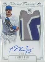 2015 Panini National Treasures #160 Javier Baez Material Autograph Baseball Card