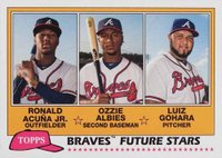 2018 Topps Archives 1981 Topps Future Stars Trios #BRA Luiz Gohara/Ozzie Albies/Ronald Acuna Jr. Baseball Card