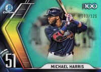 2022 Bowman Chrome Scouts' Top 100 #BTP51 Michael Harris Aqua Refractor Baseball Card