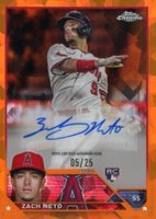 2023 Topps Chrome Update Sapphire Edition Autograph #ZN Zach Neto Orange Baseball Card