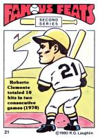 1980 Laughlin Famous Feats #21 Roberto Clemente Baseball Card