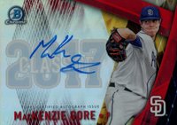 2017 Bowman Draft Class of 2017 Autographs #MG MacKenzie Gore Red Refractor Baseball Card