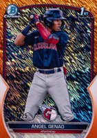 2023 Bowman Chrome Prospects #BCP140 Angel Genao Orange Shimmer Refractor Baseball Card